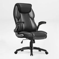 Eureka Ergonomic Galene cream faux leather ergonomic office chair with perforated seat, mesh sides, padded armrests, and 5-wheel base.