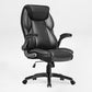Eureka Ergonomic Galene cream faux leather ergonomic office chair with perforated seat, mesh sides, padded armrests, and 5-wheel base.