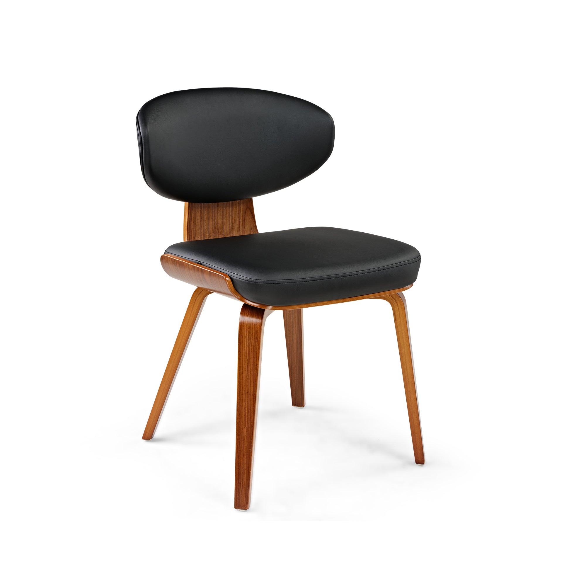 Black Dining Chairs with Leather Cushion Set of 2 for Dining Room