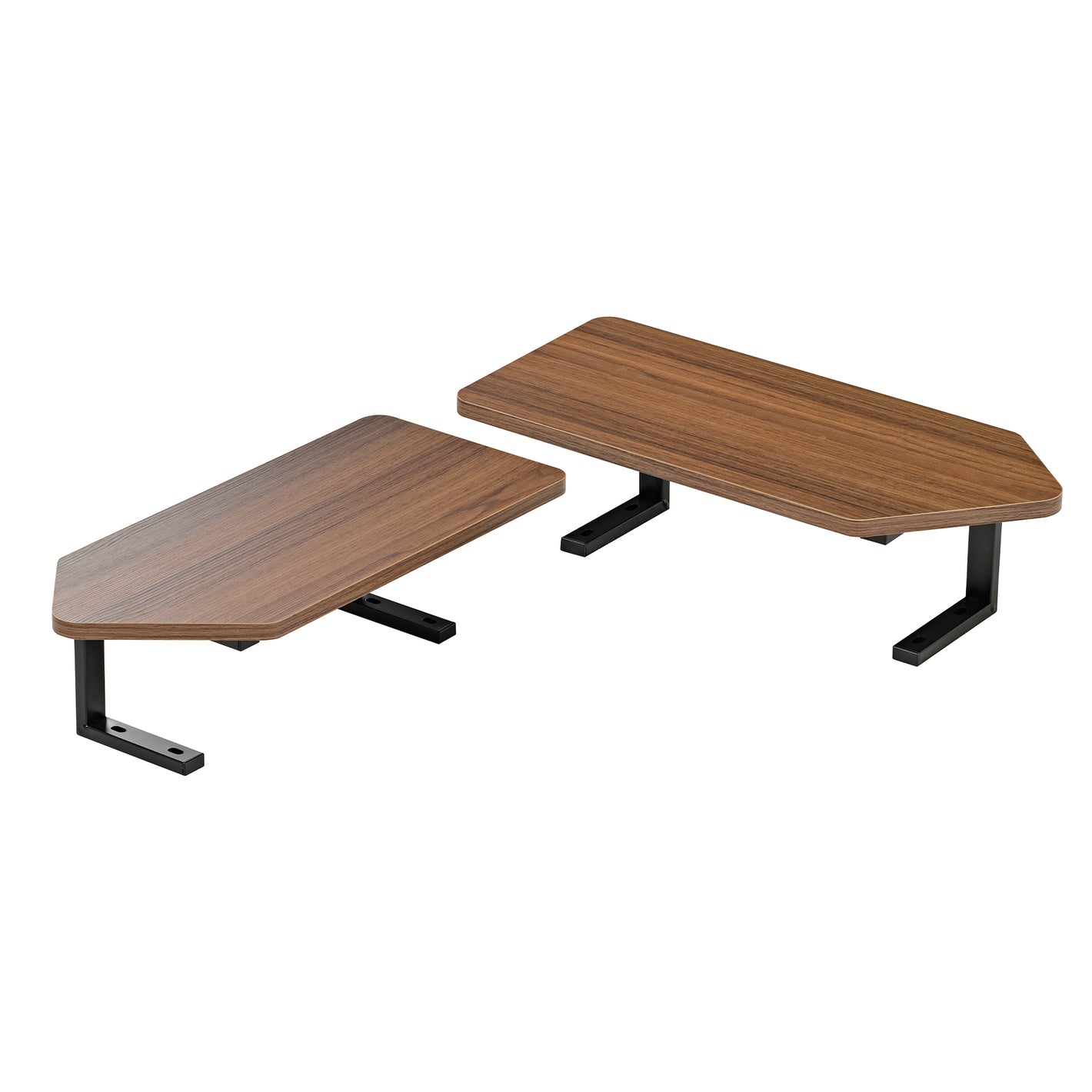 Eureka Ergonomic Convertible Desktop Shelves Set of 2 in Walnut Finish, Maximizing Workspace.