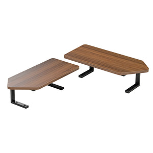 Eureka Ergonomic Convertible Desktop Shelves Set of 2 in Walnut Finish, Maximizing Workspace.
