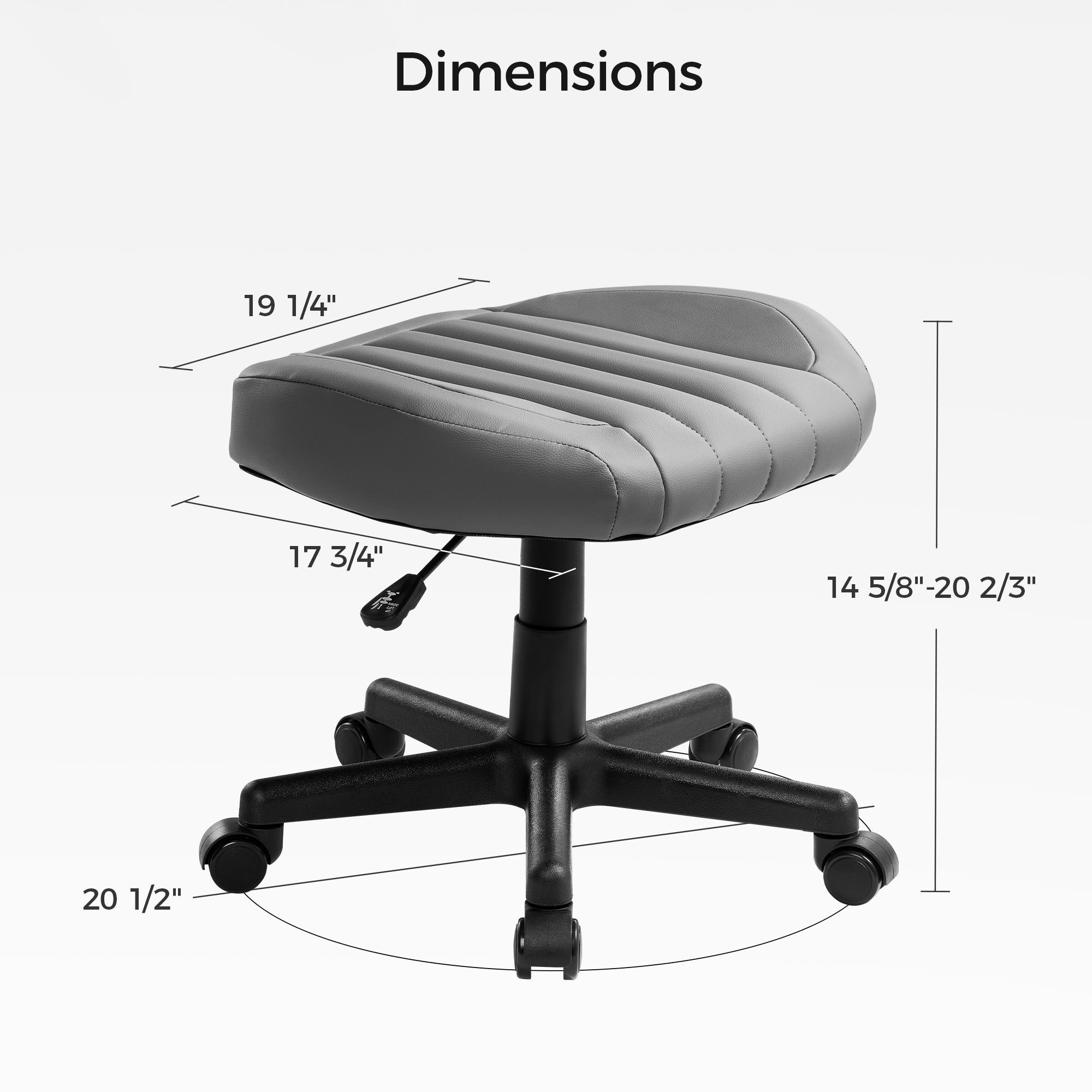 Ergonomic Height Adjustable 360 Rotating Foot Stool with Wheels