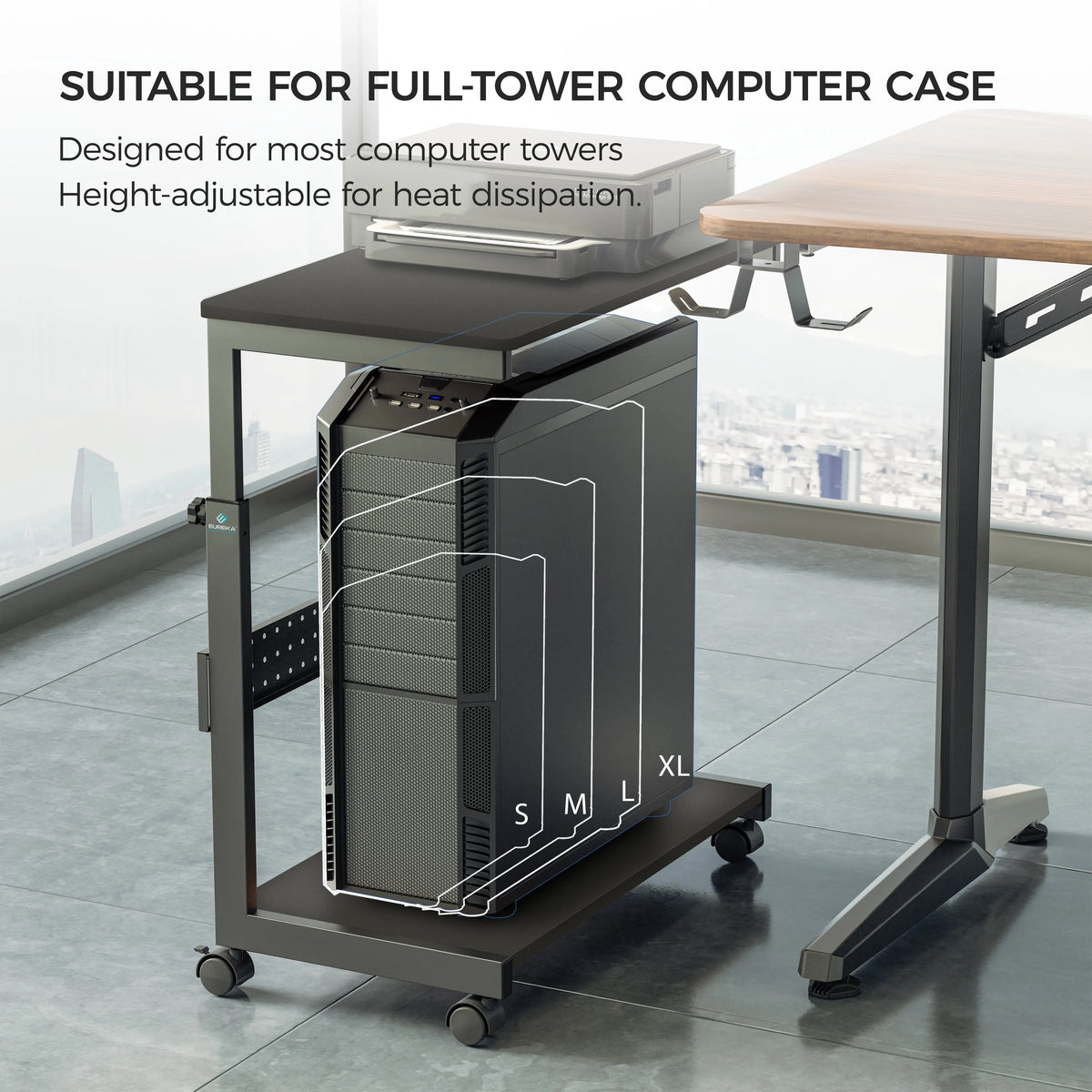 Computer Cpu Cart Eureka Ergonomic Computer Accessories PC Stand Rolling Cart with Wheel