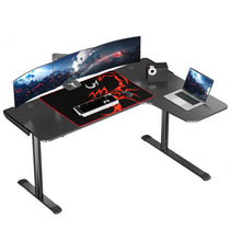 L Shaped Gaming Desk With Triple Monitors, Carbon Fiber Surface, Ergonomic Setup.