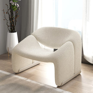 Barrel Lounge Chair, White-colored