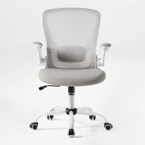 Onyx Ergonomic Office Chair With White Frame and Light Gray Mesh Back, for Ergonomic Comfort.