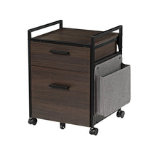 23 Rolling File Cabinet - Rustic Brown With Fabric Storage - Office Organization.