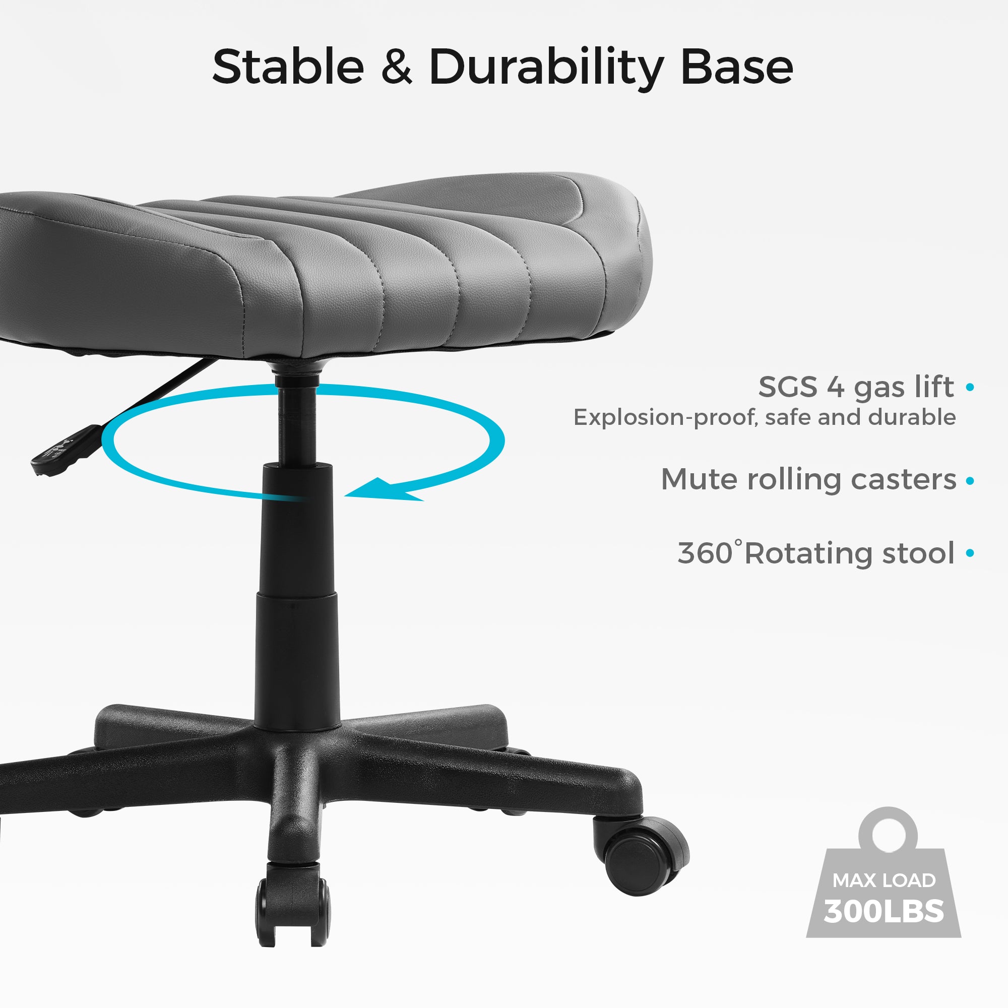 Ergonomic Height Adjustable 360 Rotating Foot Stool with Wheels