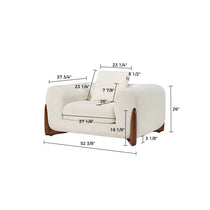 Rowan Accent Chair, Off-White Boucle Fabric, With Dimension Details, Modern Design, Ergonomic Comfort, Wooden Legs.