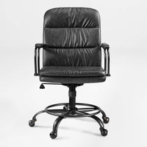 Regal Black Pu Leather Home Office Chair, Mid-Century Design, Ergonomic Workspace Furniture.