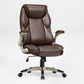 Galene Office Chair Brown Faux Leather, Ergonomic Design With Breathable Mesh for Workspace Comfort.