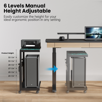 Eureka Ergonomic Mobile Height Adjustable Cpu Cart  with adjustable function