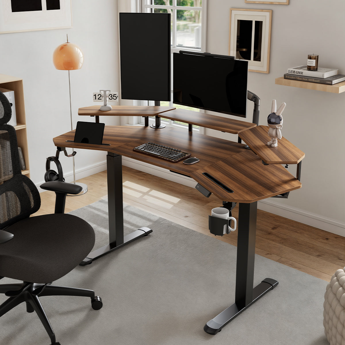 Eureka Ergonomic 63'' Wing Shaped Standing Desk with monitor