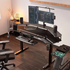 Eureka Ergonomic Aero Pro Wing-Shaped Standing Desk, Black Gaming Desk Setup.