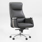 Royal II Executive Ergonomic Office Chair, Gray Leather With Ergonomic Design and Silver Trim.