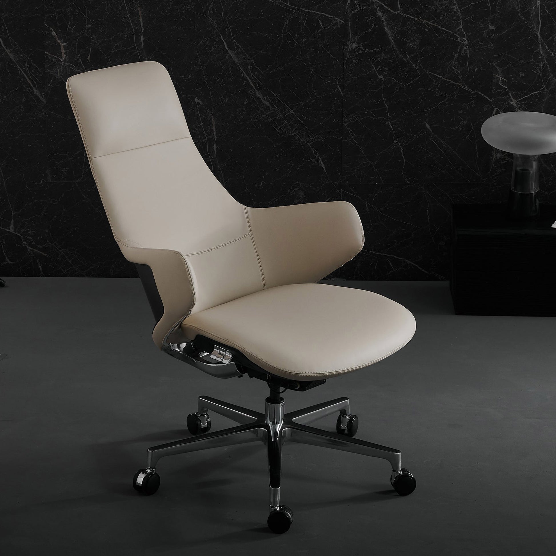 Eureka Ergonomic Serene Bella, Executive Leather Office Chair, Off-White