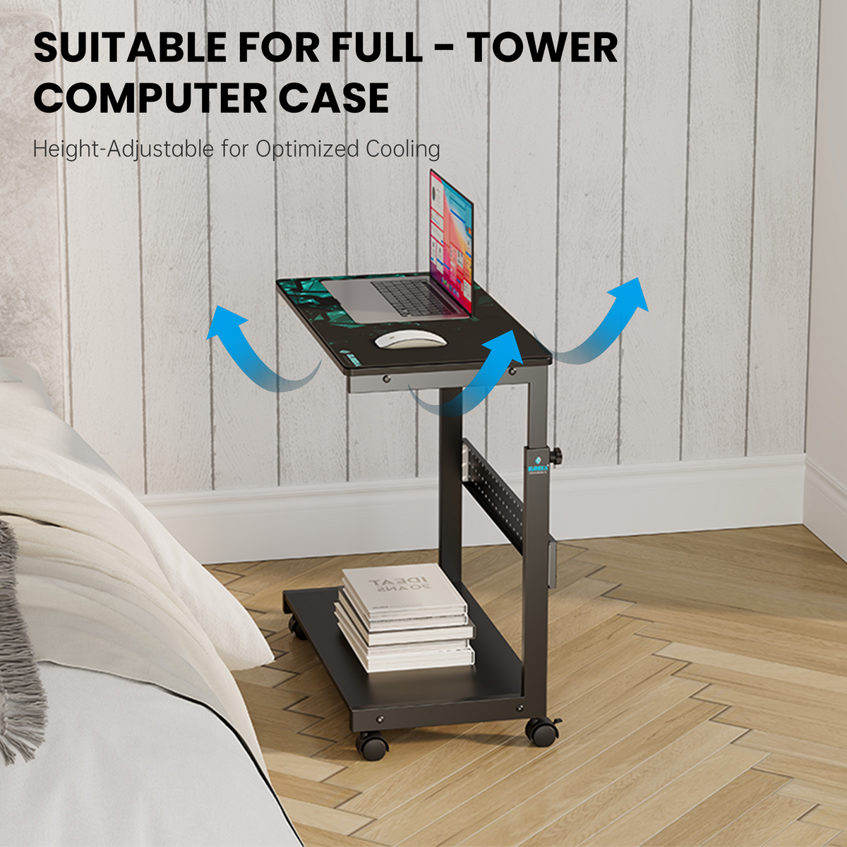 Compuadd Computer Cart Fusion Eureka Ergonomic Computer Accessories PC Stand Rolling Cart with Wheel