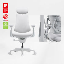 LiberNovo Omni Dynamic Ergonomic Office Chair Glacier White front angle view