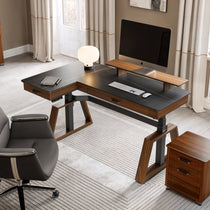 Eureka Ergonomic Ark Pro L-Shaped Standing Desk With Black Sintered Stone Top, Height-Adjustable Executive Desk.