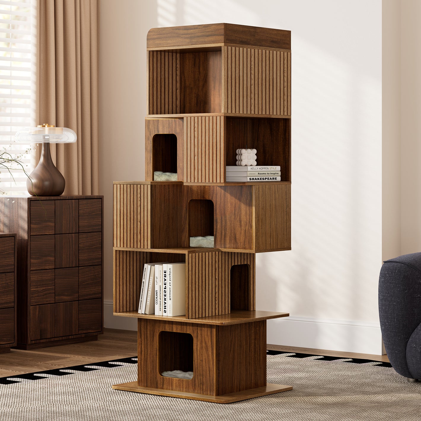 Cat Bookshelf Tower for Cats & Owners