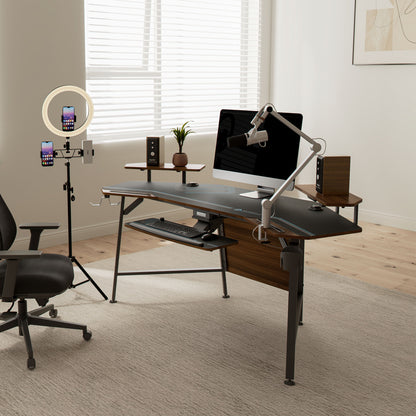 Eureka Ergonomic Aero, 72'' Modern Wing Shaped Gaming Desk, Walnut