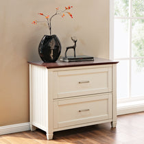 Two-Drawer Nightstand With Fall Ficus Branches for Home Decor.