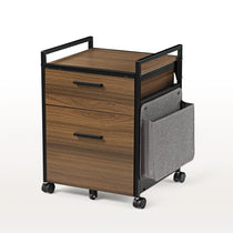 23 Rolling File Cabinet With Drawer, Rustic Brown Finish With Fabric Storage Bag and Lockable Casters.