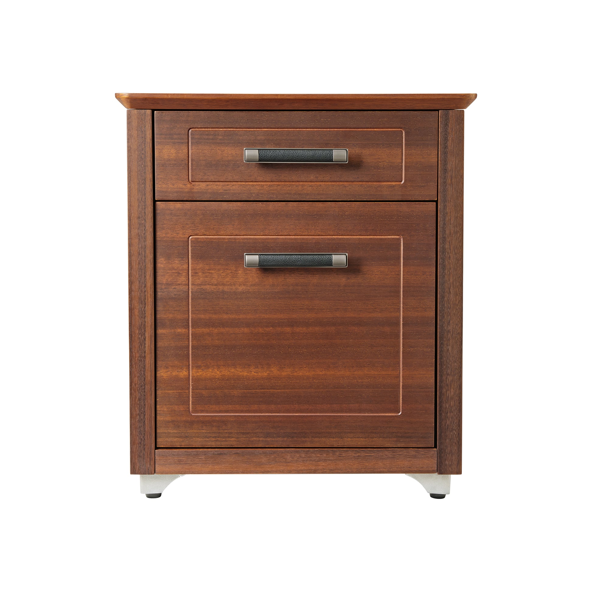 Executive Ark 19 inch closed file storage cabinet with walnut finish and sturdy  metal legs