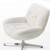 Eureka Ergonomic Henry Swivel Lounge Chair in Off-White Chenille With 360° Rotation and Metal Base, Modern Design.