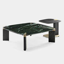 Prada Green Marble Rectangle Coffee Table Set With Side Table - Modern Luxury Furniture.