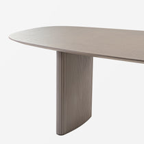 Stella 86.06 Oval Dining Table in Gray, Detail of Table Top and Ribbed Support.