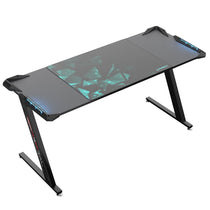 Eureka Ergonomic Z-Shaped Gaming Desk With Carbon Fiber Surface and Rgb Lighting, Perfect for a Gaming Setup.