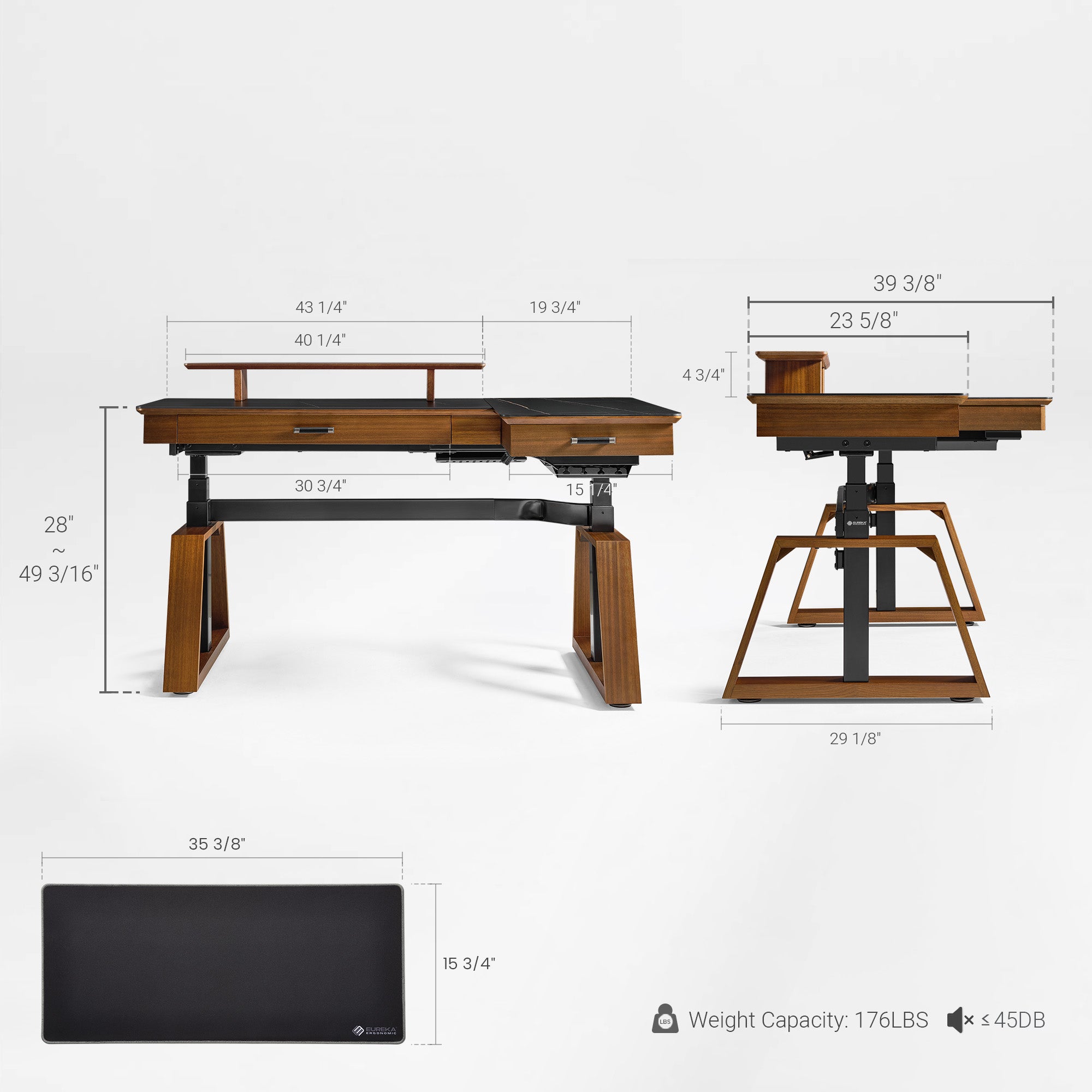 Eureka Ergonomic 63'' L Shape Executive Standing Desk with Slate Top