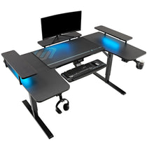 Eureka Ergonomic 74 U-Shaped Standing Desk in Black, Ergonomic Design for Workspace Setup, With Accessories.