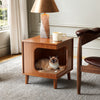 15.94" Solid Wood Cat Bed & Side Table - Walnut