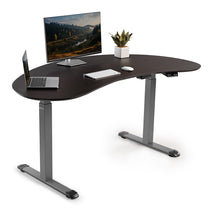 Eureka Ergonomic Cashew Shape Standing Desk With Monitor, Laptop, Keyboard and Mouse, Modern Home Office Setup.