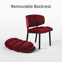 Rlesana Red Velvet Dining Chair With Removable Backrest, Quilted Seat, and Black Legs. Luxury Dining Room Furniture.