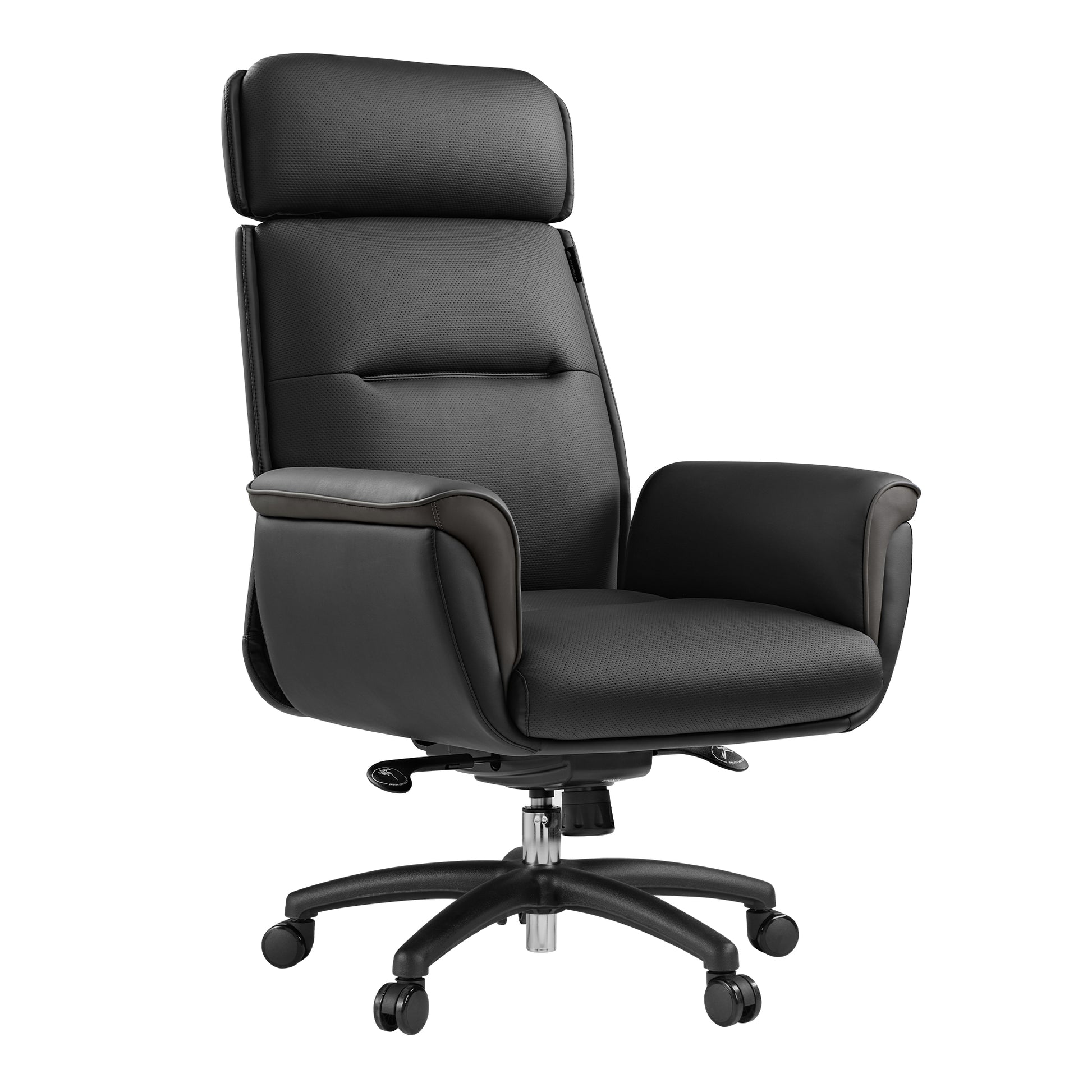 Eureka Ergonomic Royal, comfy leather executive office chair with high back and lumbar support, Black, Executive Office, Leather Padded Structure