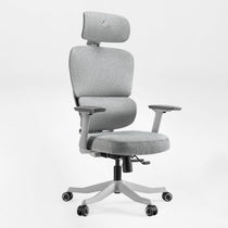 Axion ergonomic office chair with headrest on a white background, Silver Gray, Fabric