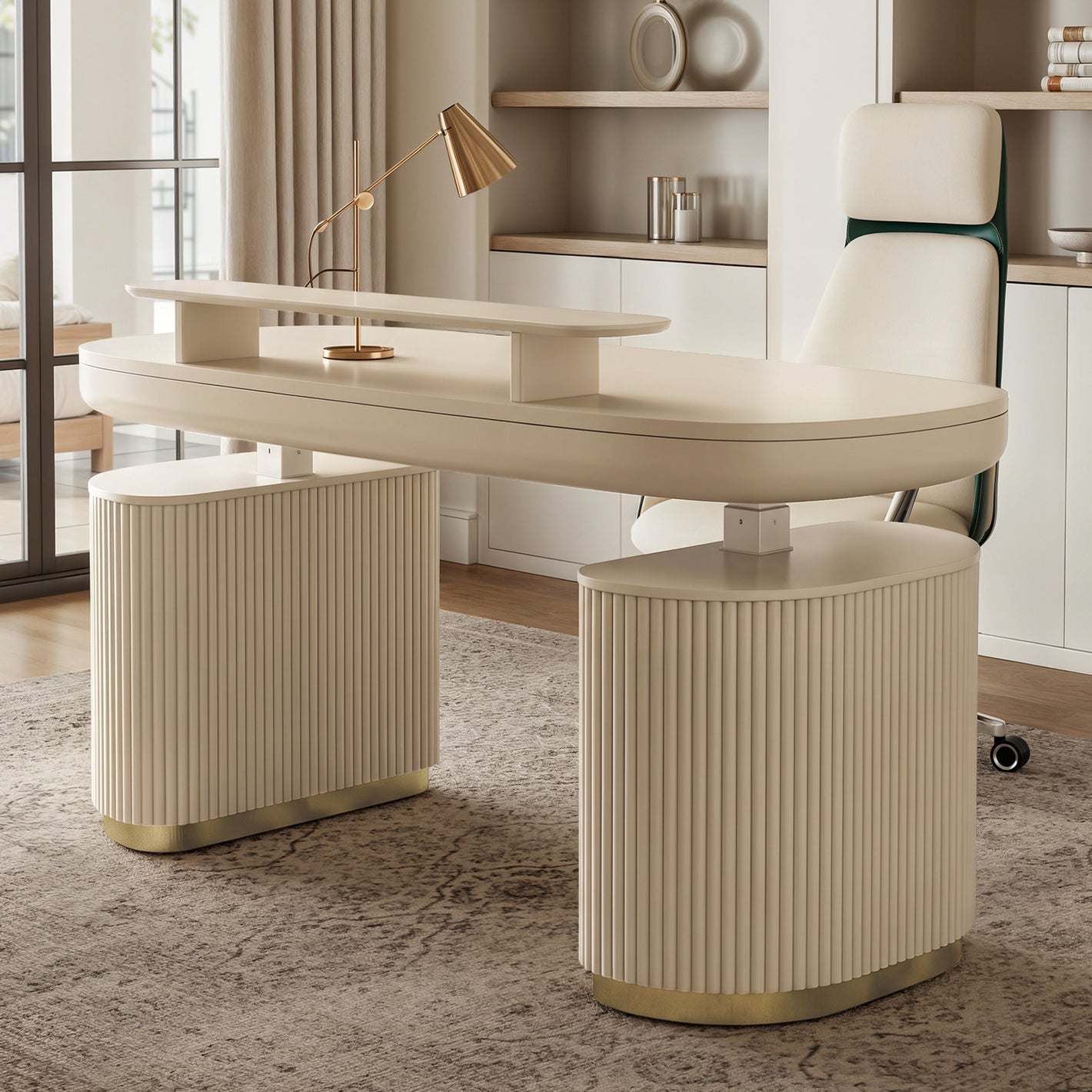 Eureka Ergonomic Opal executive desk in a home office