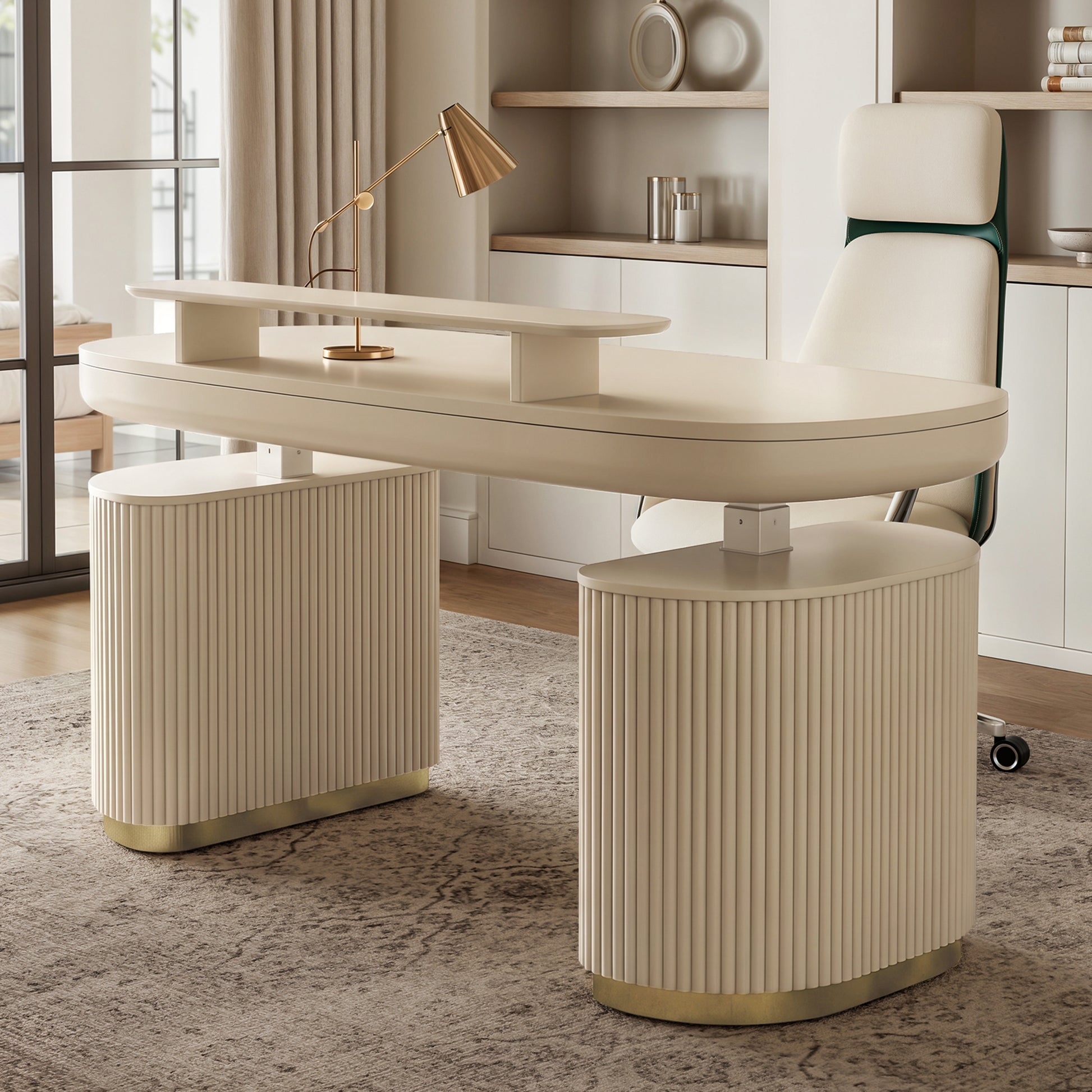Eureka Ergonomic Opal executive desk in a home office