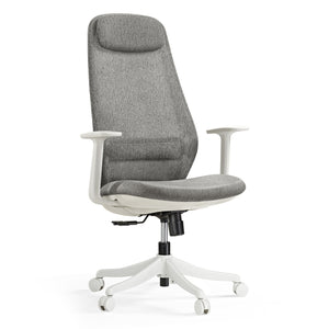 Skylar-Lite Ergonomic Office Chair With Gray Woven Fabric and White Frame, Ergonomic Design.