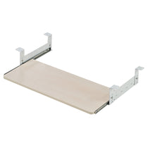 Light Wood Pull-Out Keyboard Tray for Ergonomic Desks.