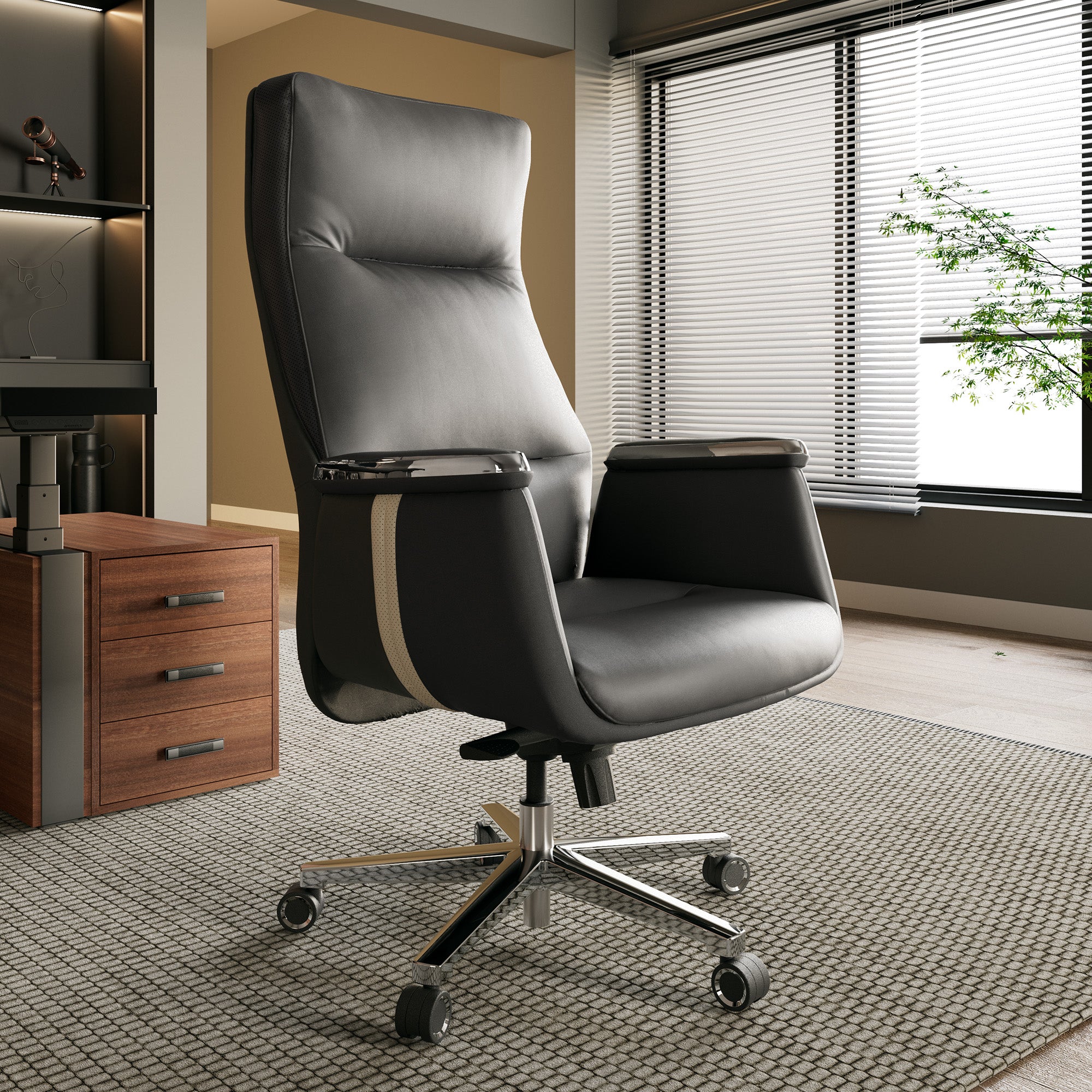 Natural leather office discount chair