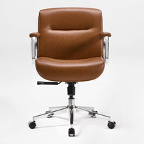 Eureka Ergonomic brown Mathias Mason low back office chair shown from the front on a white background