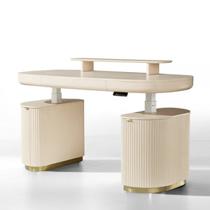 [Coming Soon] Opal - Oval Executive Standing Desk with Storage (66"x29")