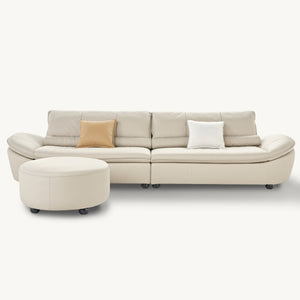 Eureka-Genuine Nappa Leather Sectional Sleeper Sofa in Living Room