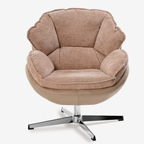 Norman Chenille Swivel Lounge Chair in Tan With Ergonomic Design and Swivel Feature.