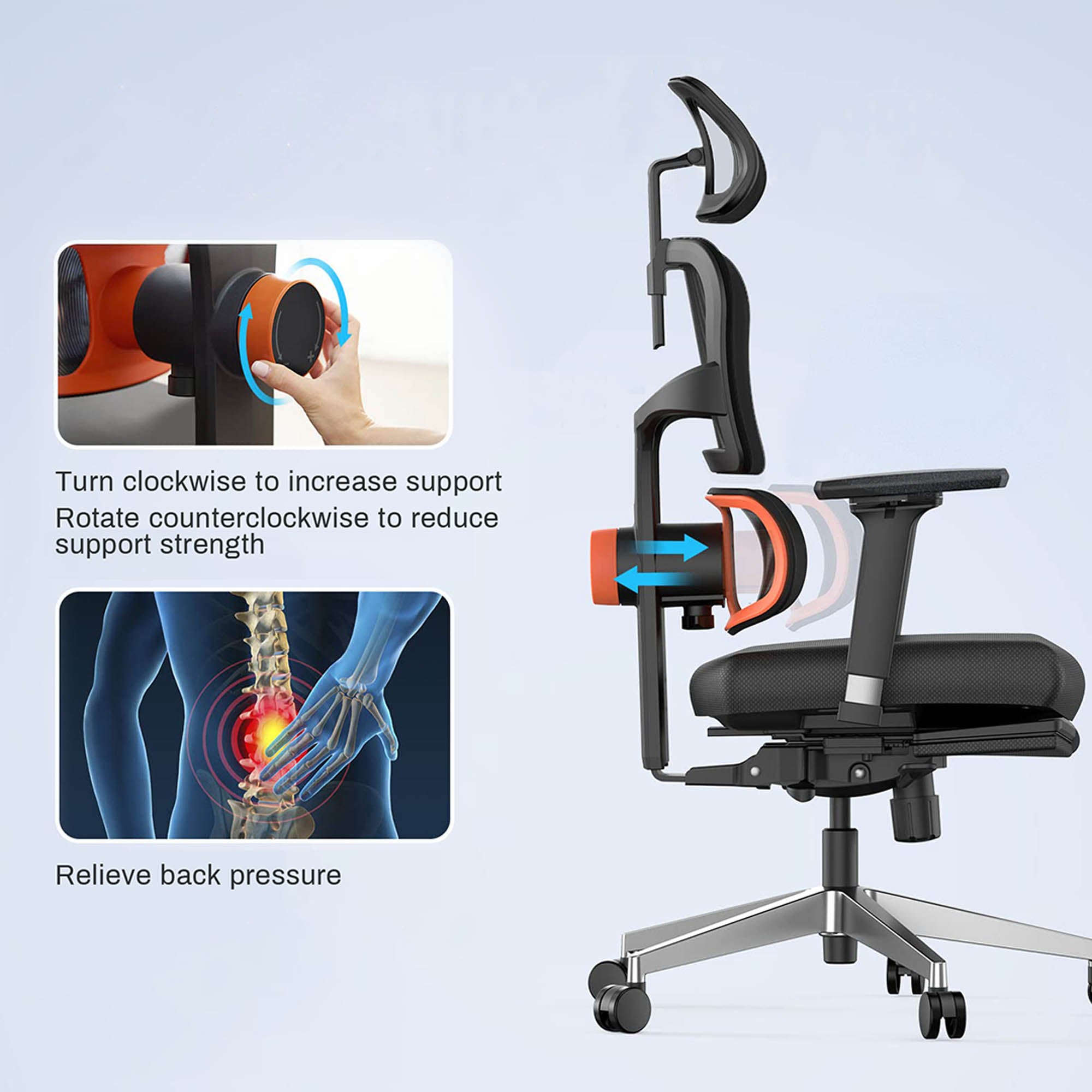 Eureka Dynamic Lumbar Support High Back Office Chair with Footrest