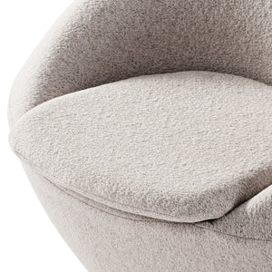 Stella Swivel Lounge Chair Detail, Light Gray Textured Fabric, Soft Pile Fabric Surface.